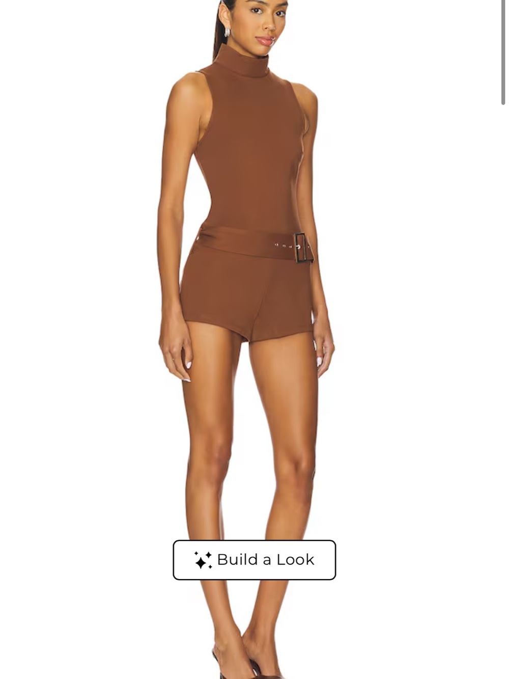 superdown Brown Sleeveless High-Neck Romper